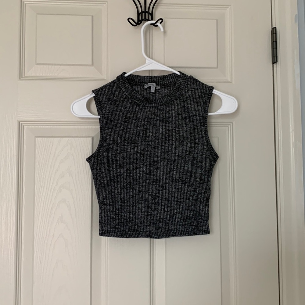 Dark Gray cropped high neck tank top